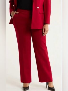 CALVIN KLEIN Red Wide Leg Dress Pants with Pockets